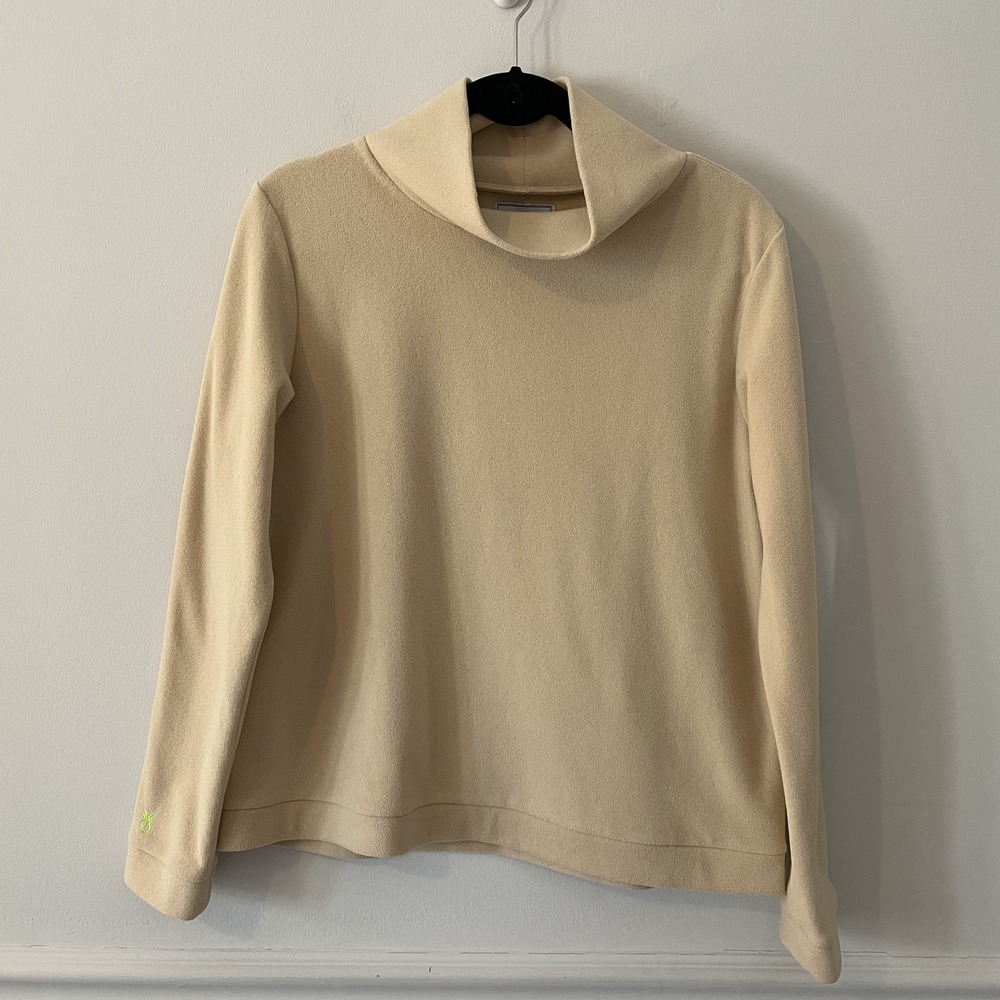 Dudley Stephens Park Slope Turtleneck Sweater Beige Size L Vello Fleece Layer